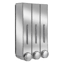 (triple silver) Dispensador de jabón y ducha de pared resistente al agua de 3 compartimentos, dispensador de espuma