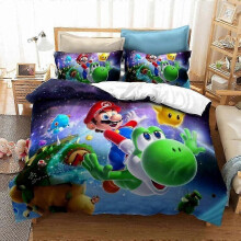 (135x200cm 53x78in) v293 Σεντόνια Super Mario in Space Σετ παπλωματοθήκης Κλινοσκεπάσματα
