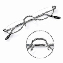 (Gunmetal, 2.00 strength) Leesbrillen met metalen veerscharnieren, halfrond, randloos, 1.0~4.0 Happy H