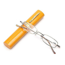 (Strength 3.50, C-yellow) Elegante leesbril met metalen montuur, ultradun, voor mannen en vrouwen.