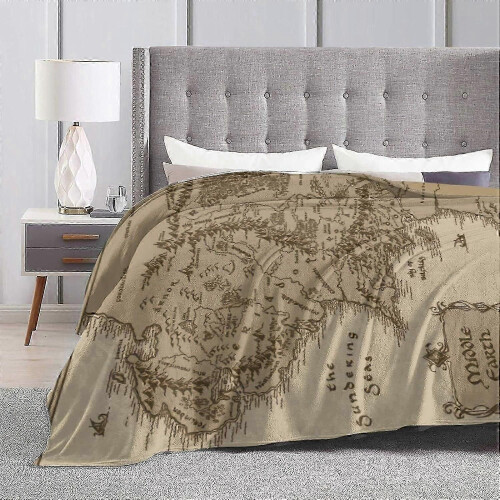 (60x50in 150x125cm) Φανελένια κουβέρτα χάρτη της Μέσης Γης για όλες τις εποχ 1