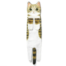 (White) Asciugamano con divertente disegno di un gatto nero - Perfetto per il bagno e la cucina