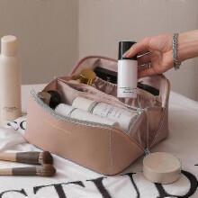 (rose powder) Bolsa de cosméticos, neceseres de viaje, bolsa organizadora de cosméticos de gran capacidad, bolsa de