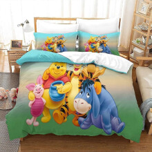 (Double200x200cm) Σετ 3 τεμαχίων Winnie the Pooh, σετ κλινοσκεπασμάτων, τρισδιάστα