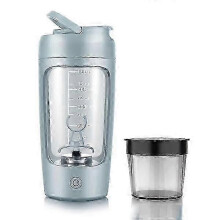 (Blue) Elektrische eiwitshakerfles met opbergbeker, mixer, draagbare blender, voor in de sportschool