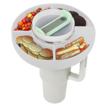 (White) Bol de silicona para aperitivos para vaso Stanley de 40 oz con asa, bandeja para aperitivos para vaso