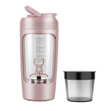 (Pink) Elektrische eiwitshakerfles met opbergbeker, mixer, draagbare blender, voor in de sportschool