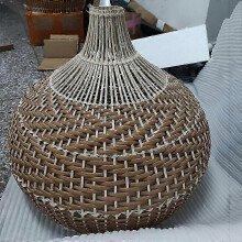 (Style C white 35cm, Black cord ceiling) Uusi väriä vastaava rottinkilamppu Vintage-riipusvalaisimet Retro-hanglamp Ruokasalin sisustus Ravintola