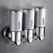 (Silver three) Dispensador de jabón de 500-1500 ml, dispensador de jabón de ducha de pared, dispensador de gel de ducha