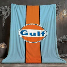 (40x30in 102x76cm) Gulf Oil -logosuunnitteluhuopa - ikoninen oranssi ja sininen brändäys, pehmeä flanelli, joka vuodenaikaan