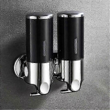 (Black double) Dispensador de jabón de 500-1500 ml, dispensador de jabón de ducha de pared, dispensador de gel de ducha