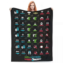 (200x150cm) Komfort Helldivers Stratagem Icon Filt Merch Room Dekorativa Helldivers 2 Videospel Plädar Och Filtar