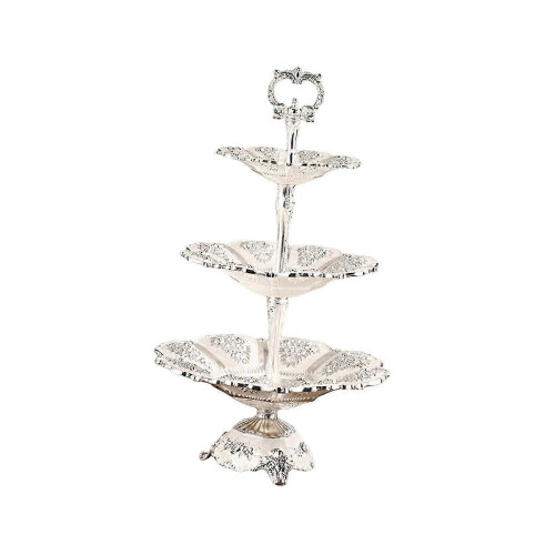 (3 Layer Argent) Dessertfat Serveringsfat Buffé Serveringsbricka för Kök Bröllop 3 Lager Guld