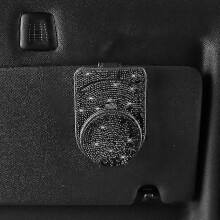 (Black) Diamanten lederen etui voor auto-interieuraccessoires, vizierhouder voor brillen, zonnebrilclip