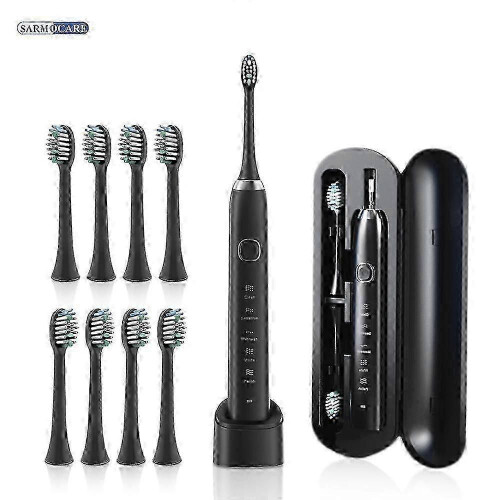 (Black 8 Heads) \u200 Οδοντόβουρτσα Sarmocare S100 Sonic με 8 κεφαλές βουρτσίσματος, λε