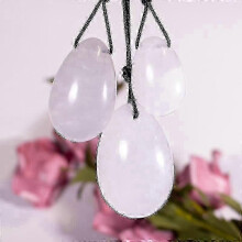 (White Crystal Eggs) 1 σετ φυσικό ροζ χαλαζία Yoni νεφρίτη αυγά θεραπευτικού κ