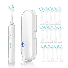 (White) Filo interdentale elettrico, 50 testine di ricambio - Filo interdentale vibrante, ricaricabile, raschietto/pulitore