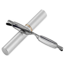 (Strength 2.50, A-silver) Elegante leesbril met metalen montuur, ultradun, voor mannen en vrouwen.