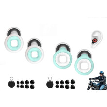 (Black Green-Green White) 2 Set Motorcycle Ear Plugs Reduce Wind Noise & Sleeping Noise Cancelling, 27dB Protection Against Snoring,