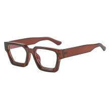 (Brown) 1 paar retrobrillen met blauwlichtfilter, vierkant montuur, UV-bescherming en vlakke spiegelafwerking.