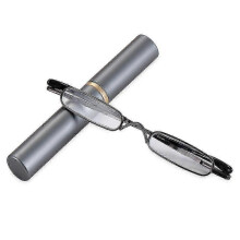 (Strength 3.00, A-gray) Elegante leesbril met metalen montuur, ultradun, voor mannen en vrouwen.