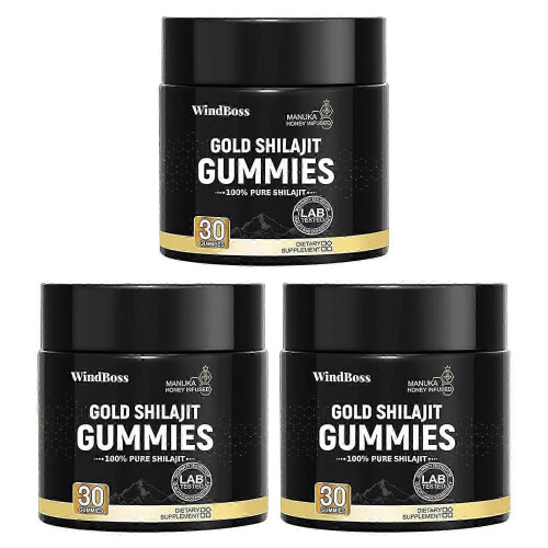 (3pcs) Τζελ & Μασώμενα Ζελεδάκια Διατροφής Gold Shilajit 30 Τεμάχια για Άνδρες και Γυναίκες