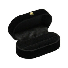 (Black) Caja doble portátil para anillos, almacenamiento de anillos de boda, estuche de terciopelo para joyas,