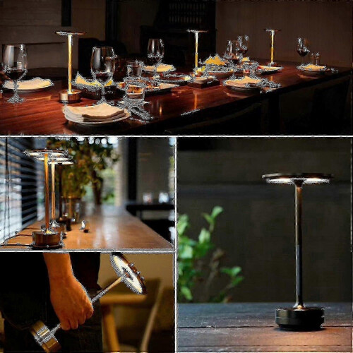 (silver) Waterproof Table Lamp Cordless USB Rechargeable Dimmable for Outdoor 2