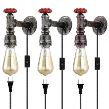 (Silver Rust Color) Lámpara de pared vintage de tubería de agua de 2025 con forma de grifo, estilo steampunk, industrial,