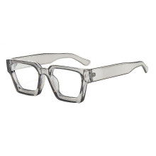 (Grey) 1 paar retrobrillen met blauwlichtfilter, vierkant montuur, UV-bescherming en vlakke spiegelafwerking.