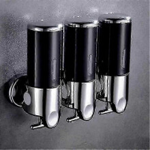 (Black three) Dispensador de jabón de 500-1500 ml, dispensador de jabón de ducha de pared, dispensador de gel de ducha