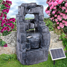 Fonte de jardim solar com luz LED e bateria de iões de lítio, 31 x 42 x 71 cm, plástico resistente