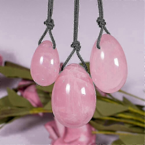 (Pink Crystal Eggs) 1 σετ φυσικό ροζ χαλαζία Yoni νεφρίτη αυγά θεραπευτικού κ