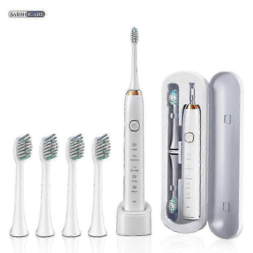 (White 4 Heads) u200bSarmocare S100 Sonic Οδοντόβουρτσα 8 Κεφαλών με Λειτουργία Λεύκανσ