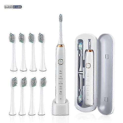 (White 8 Heads) \u200 Οδοντόβουρτσα Sarmocare S100 Sonic με 8 κεφαλές βουρτσίσματος, λε