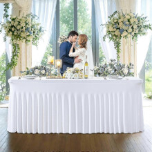 (122x60x76cm, White) Falda de mesa de spandex para mesa rectangular, mantel elástico resistente a las arrugas para bodas