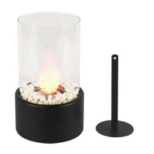 (Black) Brasero de mesa, chimenea de bioetanol sin humo para uso en interiores y exteriores, diseño portátil