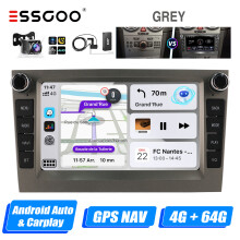 ESSGOO Android 14 autoradio, 7 inch IPS scherm, Grijs, met DAB CAM, voor Opel