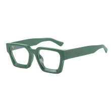 (Green) 1 paar retrobrillen met blauwlichtfilter, vierkant montuur, UV-bescherming en vlakke spiegelafwerking.