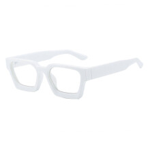 (White) 1 paar retrobrillen met blauwlichtfilter, vierkant montuur, UV-bescherming en vlakke spiegelafwerking.