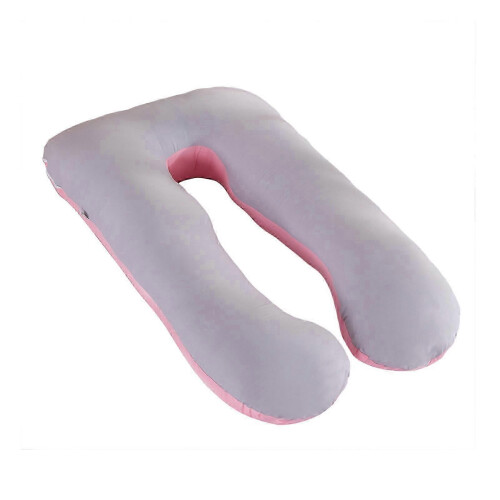 (70x130cm, Pink Gray) Βαμβακερή μαξιλαροθήκη για μαξιλάρι εγκυμοσύνης σε σχή