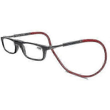 (2.5x, Black and Red) Magnetische nekbril, draagbare opvouwbare TR90 leesbril voor mannen en vrouwen