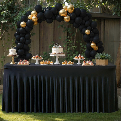 (183x76x76cm, Black) Φούστα τραπεζιού Spandex για ορθογώνιο τραπέζι, ελαστικό τρα