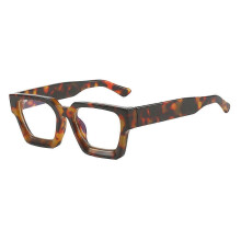 (Dark Brown) 1 paar retrobrillen met blauwlichtfilter, vierkant montuur, UV-bescherming en vlakke spiegelafwerking.