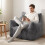 Dark Grey Corduroy Bean Bag Sofa With Backrest And Armrests 1
