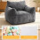 Dark Grey Corduroy Bean Bag Sofa With Backrest And Armrests 6