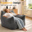 Dark Grey Corduroy Bean Bag Sofa With Backrest And Armrests 8