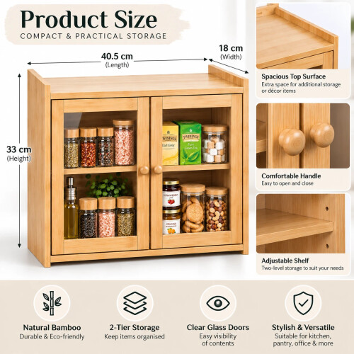 Bamboo Bread Bin Box Kitchen Countertop Storage 1