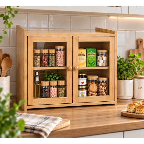 Bamboo Bread Bin Box Kitchen Countertop Storage 2