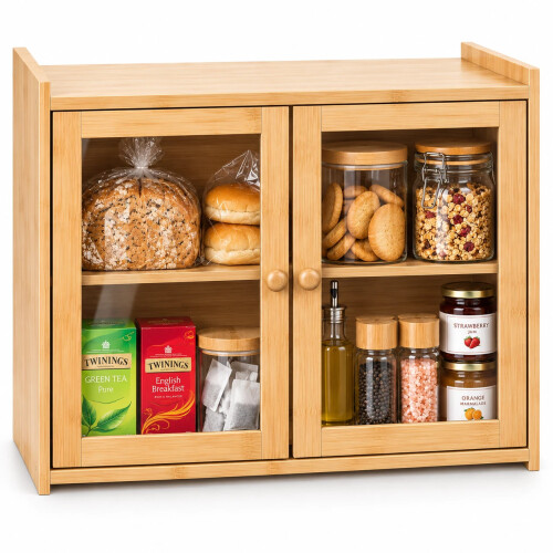 Bamboo Bread Bin Box Kitchen Countertop Storage